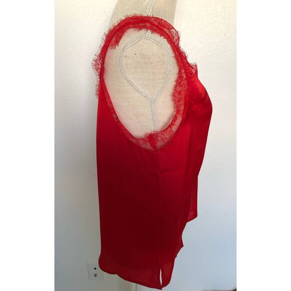 Lulu's Red Flirty Eyelash Lace Trim Cami Top - M - Picture 2 of 6